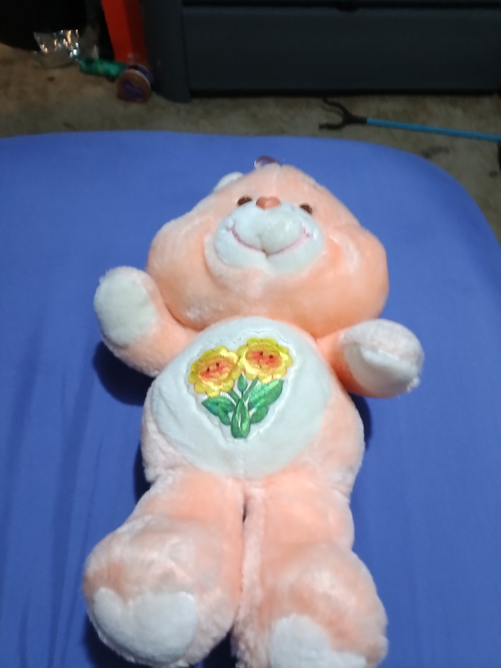 Peach Plush Flower Belly Kids Toy Bear - Soft Cuddly Plush
